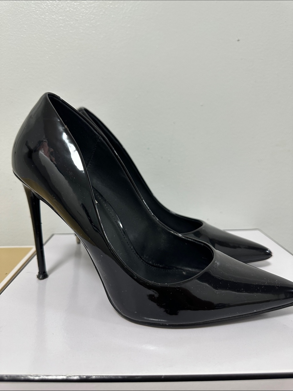 Steve Madden Black Patent Pointed-Toe Stiletto Heels